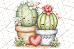 Cute Cactus Valentine Clipart, Love Plant PNG, Heart Cactus Product Image 2