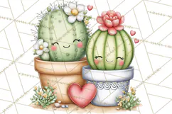 Cute Cactus Valentine Clipart, Love Plant PNG, Heart Cactus Product Image 2