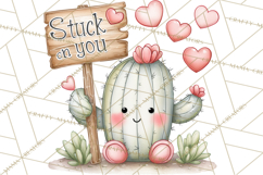 Cute Cactus Valentine Clipart, Love Plant PNG, Heart Cactus Product Image 3