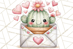 Cute Cactus Valentine Clipart, Love Plant PNG, Heart Cactus Product Image 5