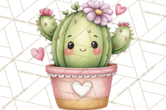 Cute Cactus Valentine Clipart, Love Plant PNG, Heart Cactus Product Image 3