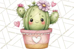 Cute Cactus Valentine Clipart, Love Plant PNG, Heart Cactus Product Image 3