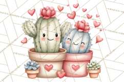 Cute Cactus Valentine Clipart, Love Plant PNG, Heart Cactus Product Image 3