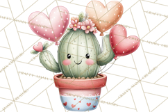 Cute Cactus Valentine Clipart, Love Plant PNG, Heart Cactus Product Image 2