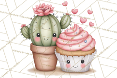 Cute Cactus Valentine Clipart, Love Plant PNG, Heart Cactus Product Image 5