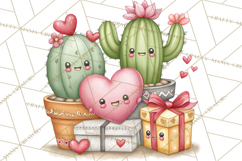 Cute Cactus Valentine Clipart, Love Plant PNG, Heart Cactus Product Image 2