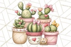 Cute Cactus Valentine Clipart, Love Plant PNG, Heart Cactus Product Image 4