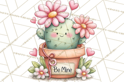 Cute Cactus Valentine Clipart, Love Plant PNG, Heart Cactus Product Image 3