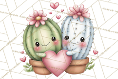 Cute Cactus Valentine Clipart, Love Plant PNG, Heart Cactus Product Image 4