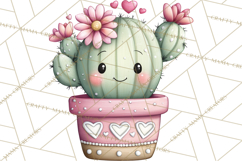 Cute Cactus Valentine Clipart, Love Plant PNG, Heart Cactus Product Image 4