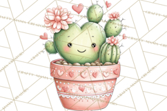 Cute Cactus Valentine Clipart, Love Plant PNG, Heart Cactus Product Image 5
