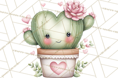 Cute Cactus Valentine Clipart, Love Plant PNG, Heart Cactus Product Image 2