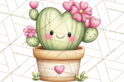 Cute Cactus Valentine Clipart, Love Plant PNG, Heart Cactus Product Image 3