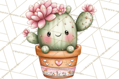 Cute Cactus Valentine Clipart, Love Plant PNG, Heart Cactus Product Image 4