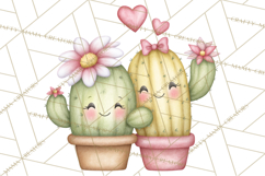 Cute Cactus Valentine Clipart, Love Plant PNG, Heart Cactus Product Image 3