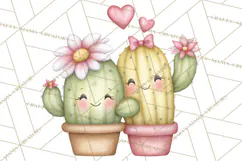 Cute Cactus Valentine Clipart, Love Plant PNG, Heart Cactus Product Image 3
