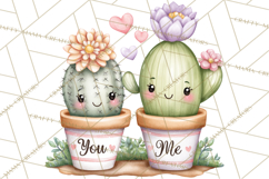 Cute Cactus Valentine Clipart, Love Plant PNG, Heart Cactus Product Image 5