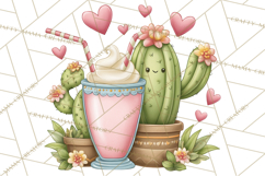 Cute Cactus Valentine Clipart, Love Plant PNG, Heart Cactus Product Image 2