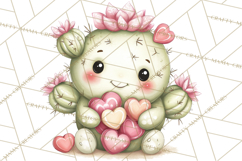 Cute Cactus Valentine Clipart, Love Plant PNG, Heart Cactus Product Image 3