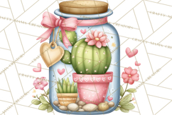 Cute Cactus Valentine Clipart, Love Plant PNG, Heart Cactus Product Image 4
