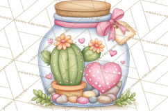 Cute Cactus Valentine Clipart, Love Plant PNG, Heart Cactus Product Image 5