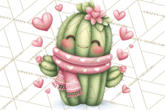 Cute Cactus Valentine Clipart, Love Plant PNG, Heart Cactus Product Image 5