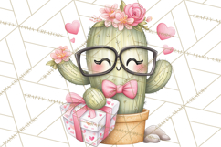 Cute Cactus Valentine Clipart, Love Plant PNG, Heart Cactus Product Image 2