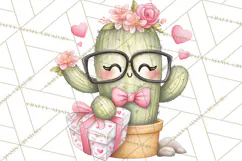 Cute Cactus Valentine Clipart, Love Plant PNG, Heart Cactus Product Image 2