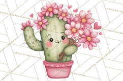 Cute Cactus Valentine Clipart, Love Plant PNG, Heart Cactus Product Image 2