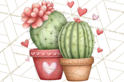 Cute Cactus Valentine Clipart, Love Plant PNG, Heart Cactus Product Image 4