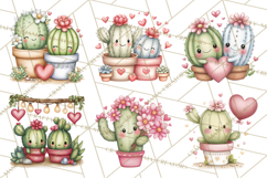 Cute Cactus Valentine Clipart, Love Plant PNG, Heart Cactus Product Image 9
