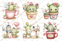 Cute Cactus Valentine Clipart, Love Plant PNG, Heart Cactus Product Image 8