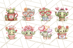 Cute Cactus Valentine Clipart, Love Plant PNG, Heart Cactus Product Image 4