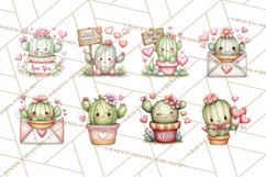 Cute Cactus Valentine Clipart, Love Plant PNG, Heart Cactus Product Image 7