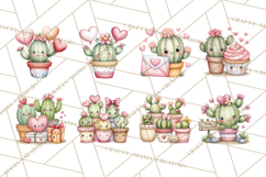 Cute Cactus Valentine Clipart, Love Plant PNG, Heart Cactus Product Image 5