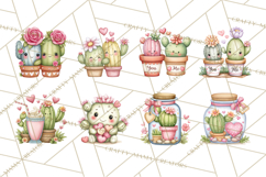 Cute Cactus Valentine Clipart, Love Plant PNG, Heart Cactus Product Image 6