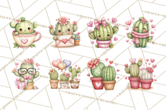 Cute Cactus Valentine Clipart, Love Plant PNG, Heart Cactus Product Image 2