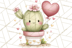 Cute Cactus Valentine Clipart, Love Plant PNG, Heart Cactus Product Image 3