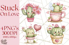 Cute Cactus Valentine Clipart, Love Plant PNG, Heart Cactus Product Image 1