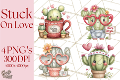 Cute Cactus Valentine Clipart, Love Plant PNG, Heart Cactus Product Image 1