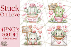 Cute Cactus Valentine Clipart, Love Plant PNG, Heart Cactus Product Image 1