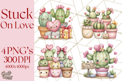 Cute Cactus Valentine Clipart, Love Plant PNG, Heart Cactus Product Image 1