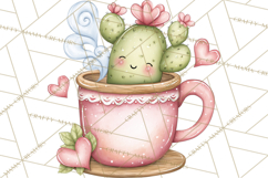 Cute Cactus Valentine Clipart, Love Plant PNG, Heart Cactus Product Image 4