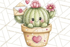 Cute Cactus Valentine Clipart, Love Plant PNG, Heart Cactus Product Image 5