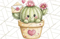 Cute Cactus Valentine Clipart, Love Plant PNG, Heart Cactus Product Image 5