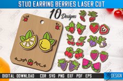 Stud Earrings Berries Laser Cut Bundle, Jewelry Template SVG Product Image 1