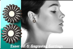 Sun Symbol Earrings | Stud Laser Cut SVG Product Image 1