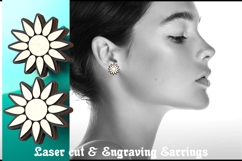 Laser Cut Sun Stud Earrings SVG Product Image 1