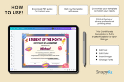 Student of the Month Certificate Printable Canva Template Product Image 3