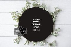 Flat Lay Round Wood Sign Mockup | Chalkboard Wood Circle Product Image 1